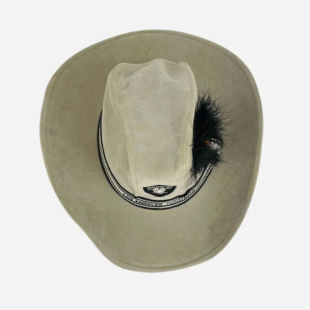 RARE Vintage 80s LOS ANGELES Raiders AJD Suede M Cowboy Western Embroidered Hat - Picture 6 of 12
